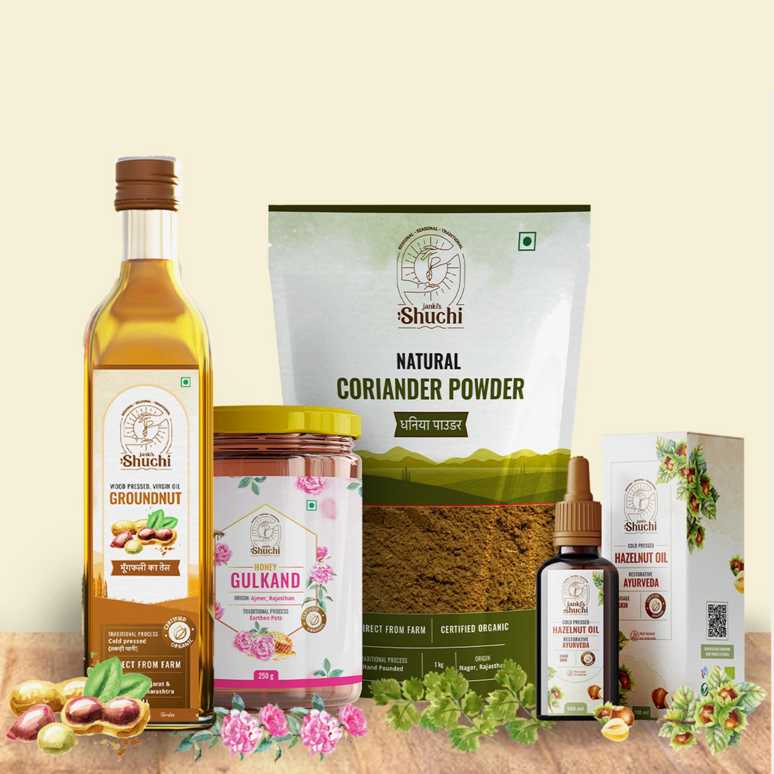 Branding and Packaging design for Janki’s Shuchi Organic food brand by Bokaap design studio